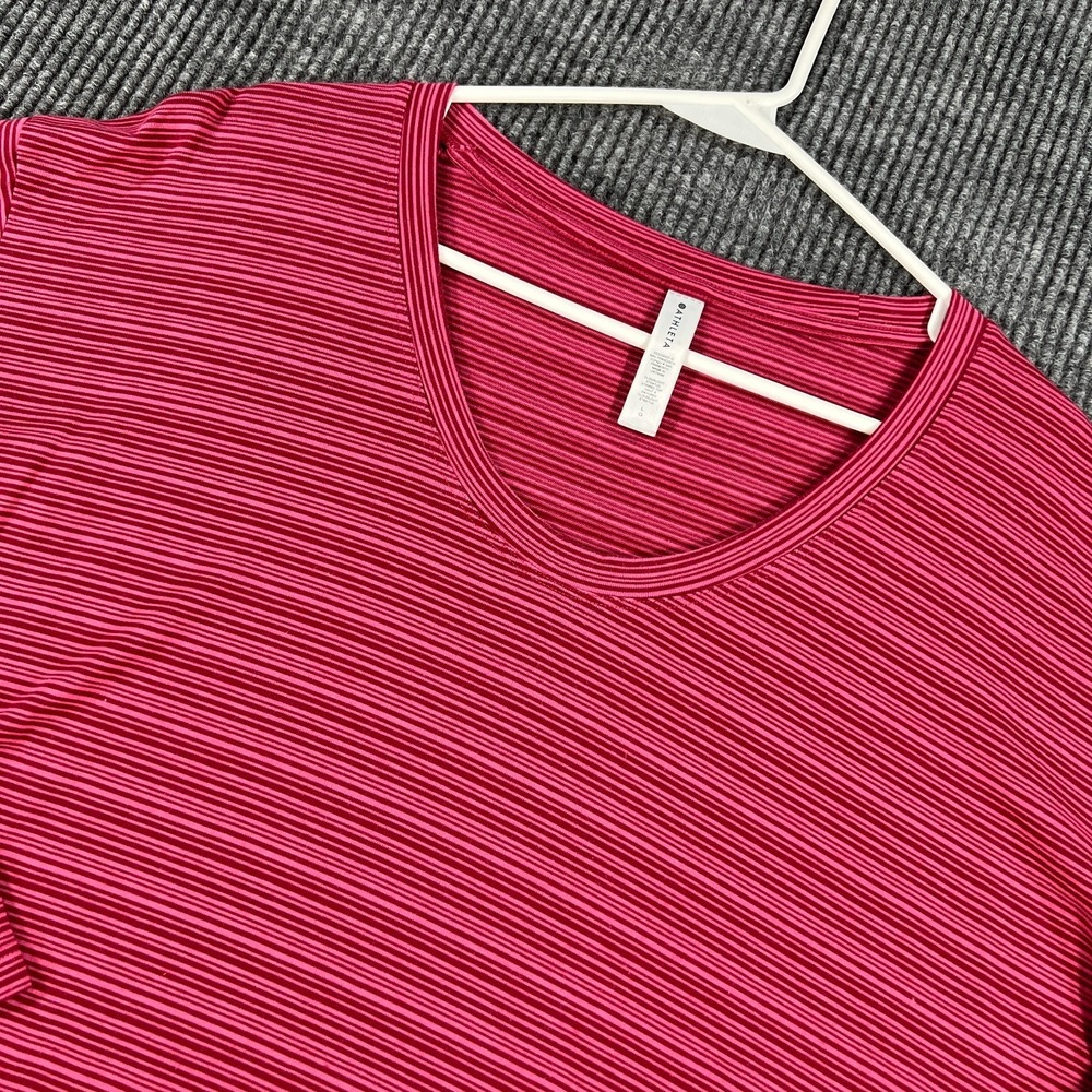 Athleta Cloudlight Stratus Top Womens Large Pink Striped Long Sleeve Yoga Gym